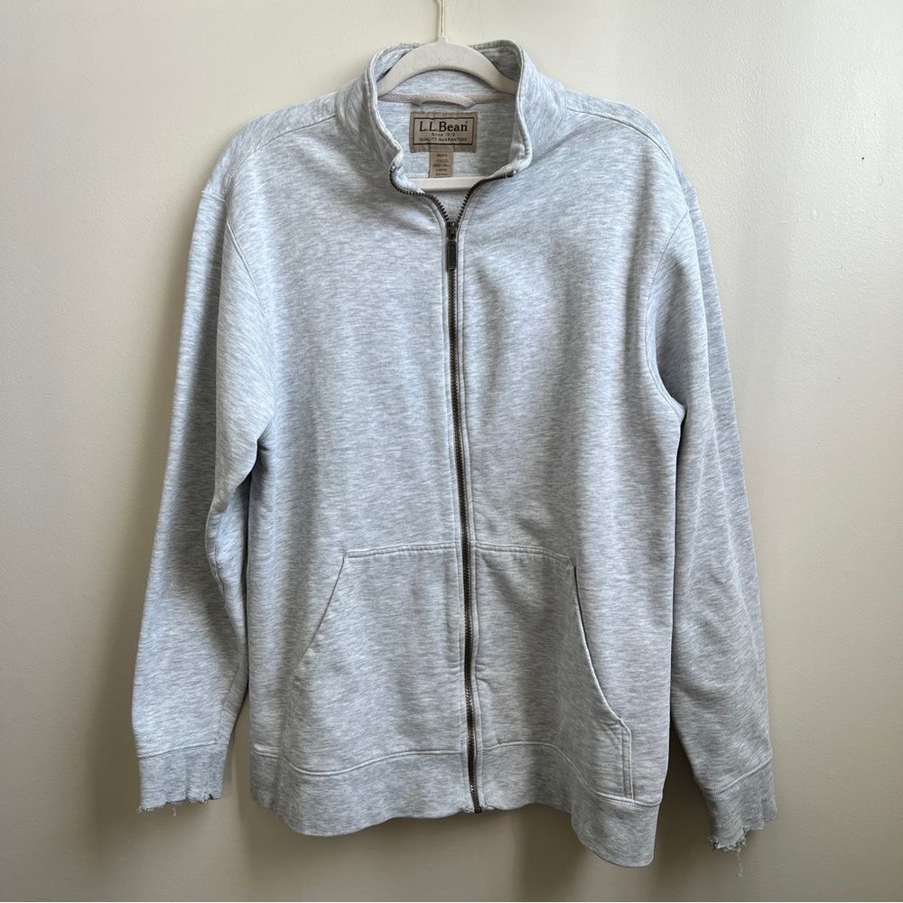 L.L. bean gray zip up fleece jacket Size Medium tall